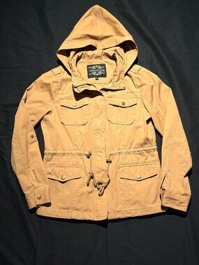 Chocolate USA Womens/Juniors Safari Jacket W Small/J Medium Tan !00% Cotton